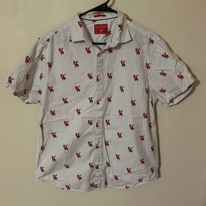 Denim & Flower Dabbing Santa Short-Sleeve Shirt size large Christmas